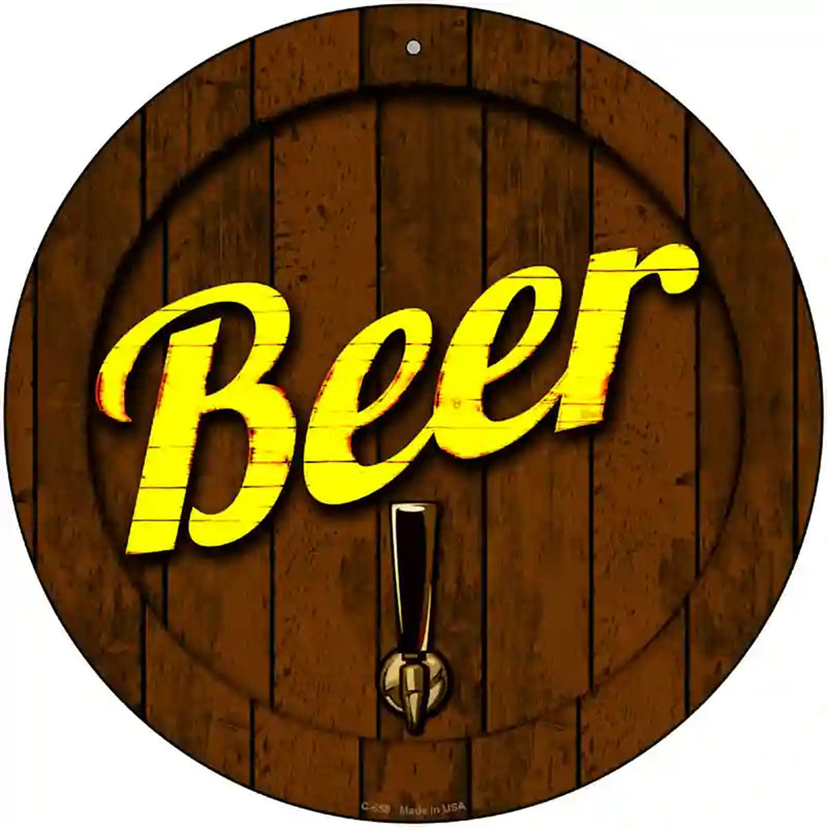 Beer Keg Tap Novelty Metal Circular Sign