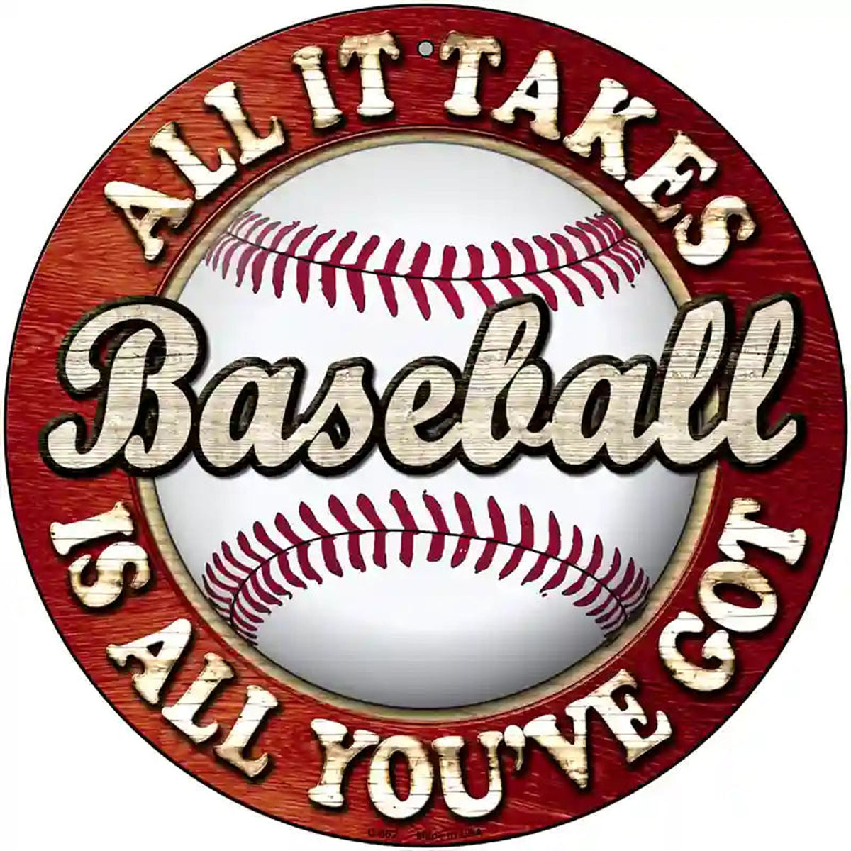 Baseball Novelty Metal Circular Sign