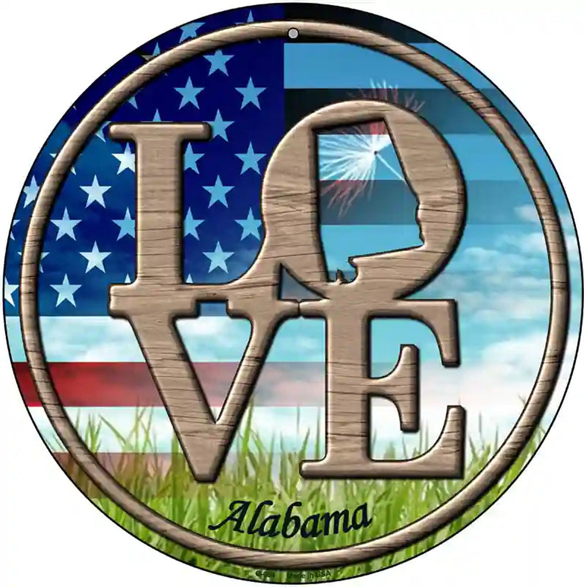 Love Alabama Novelty Metal Circular Sign