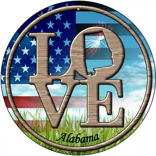 Love Alabama Novelty Metal Circular Sign