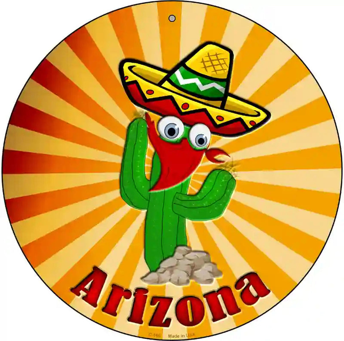 Cactus Arizona Novelty Metal Circular Sign
