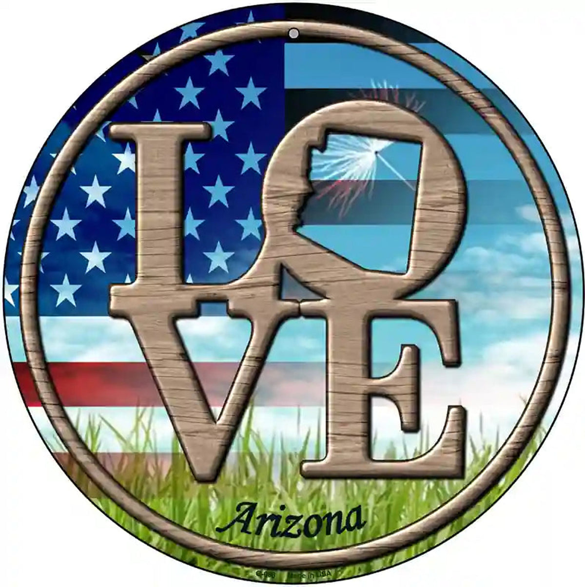 Love Arizona Novelty Metal Circular Sign