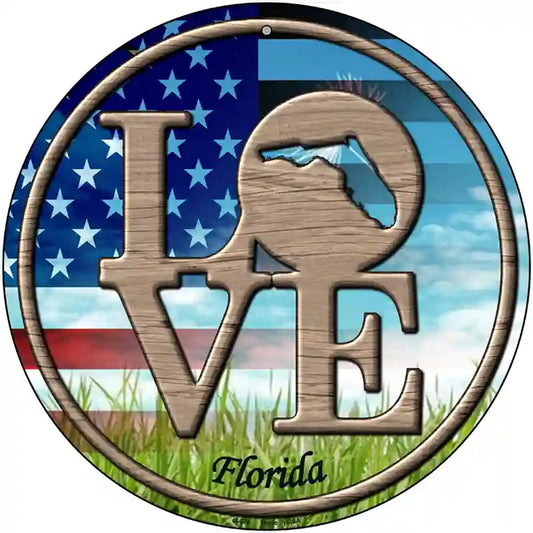Love Florida Novelty Metal Circular Sign