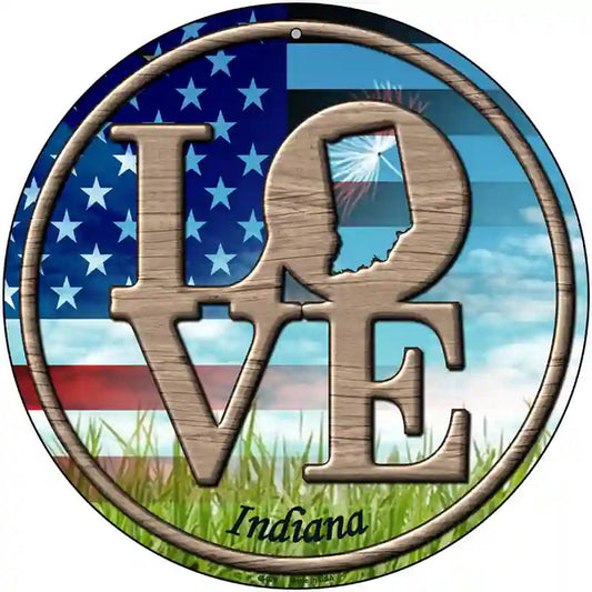 Love Indiana Novelty Metal Circular Sign