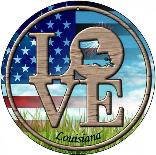 Love Louisiana Novelty Metal Circular Sign