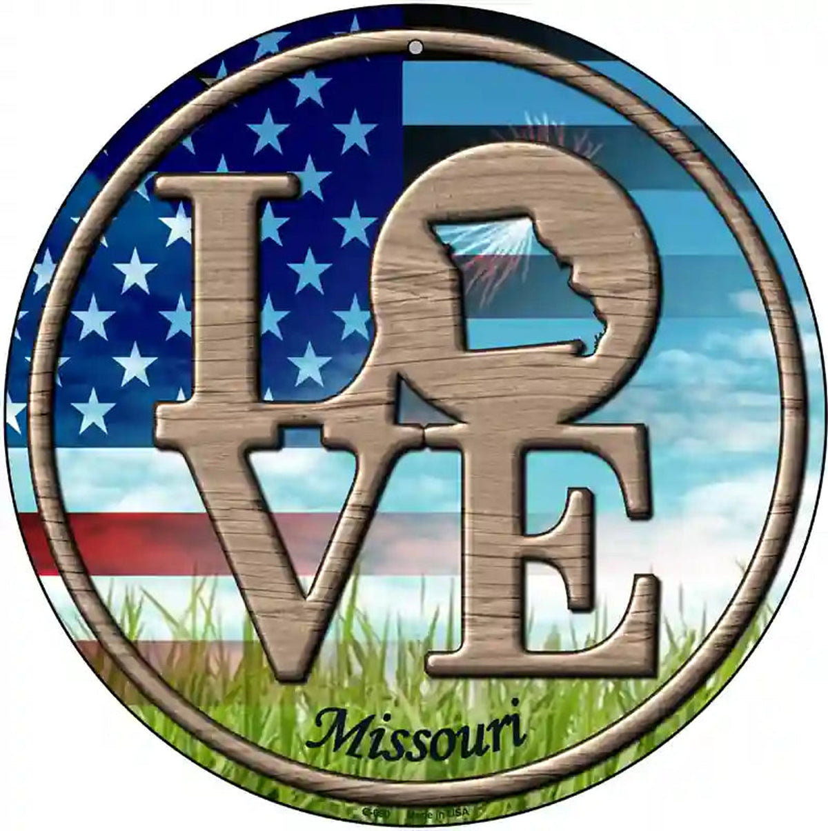 Love Missouri Novelty Metal Circular Sign