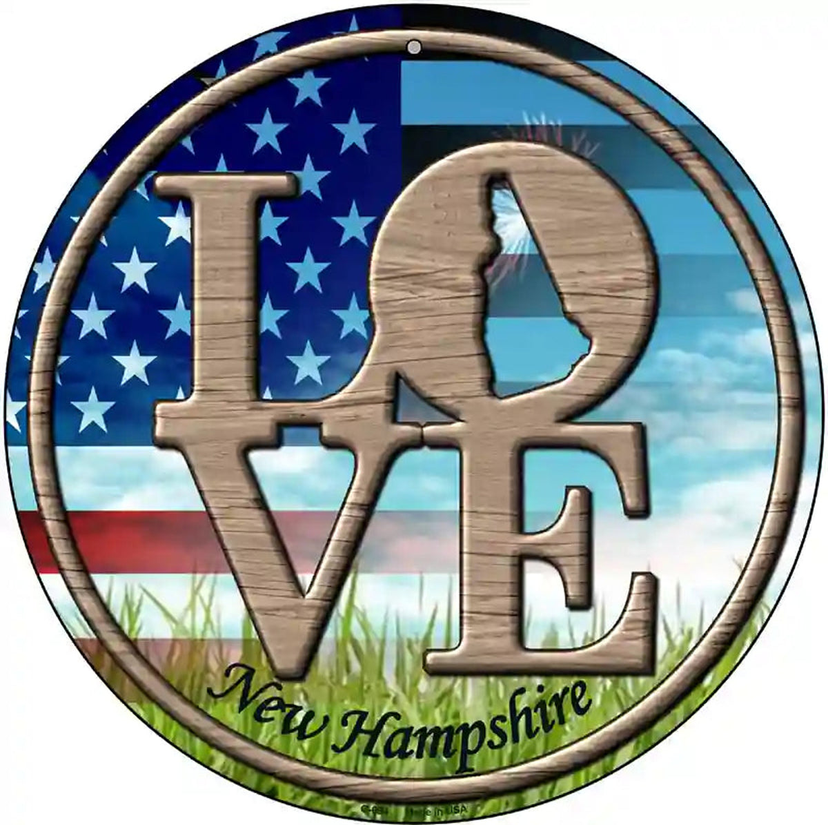 Love New Hampshire Novelty Metal Circular Sign