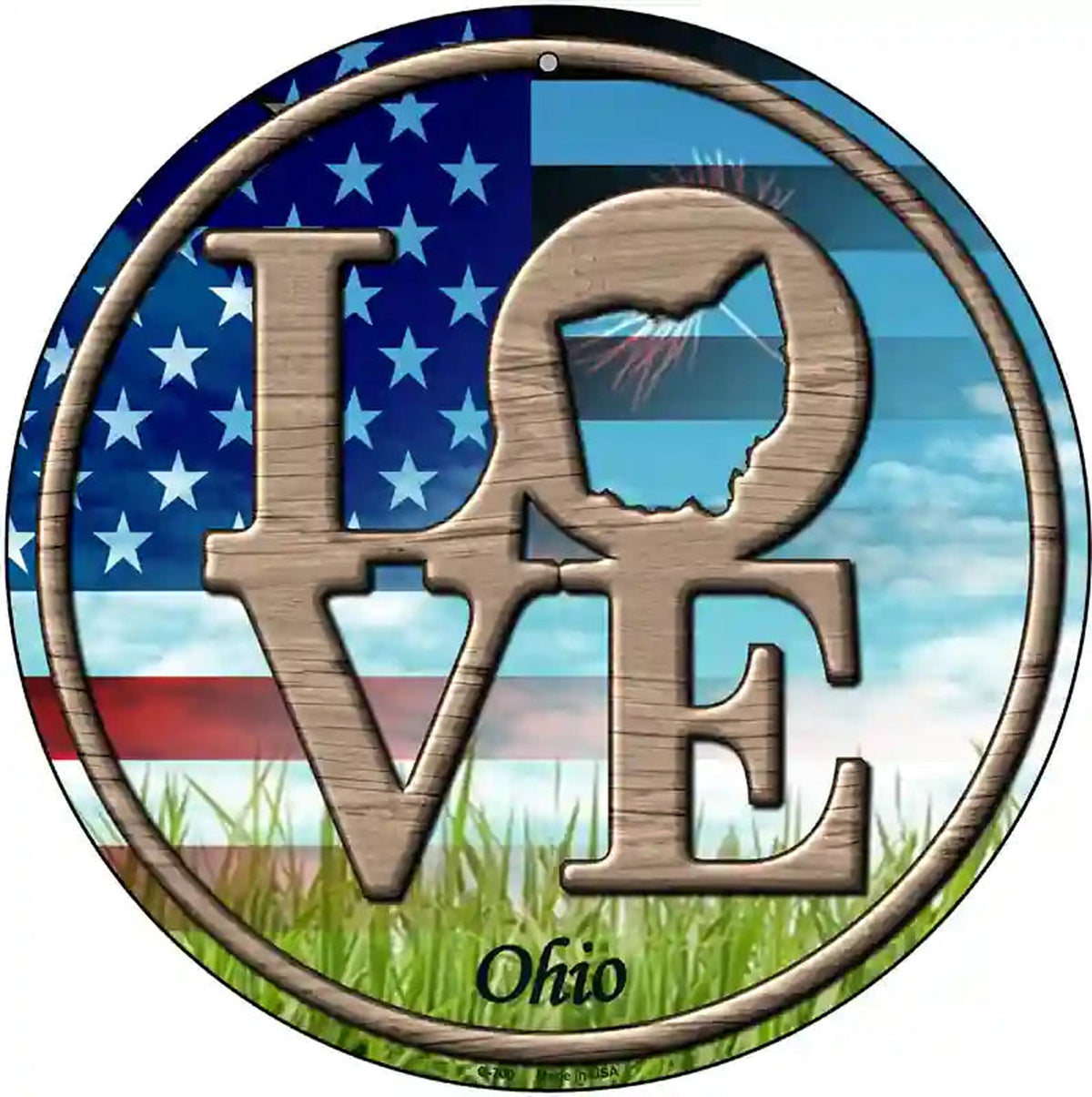 Love Ohio Novelty Metal Circular Sign
