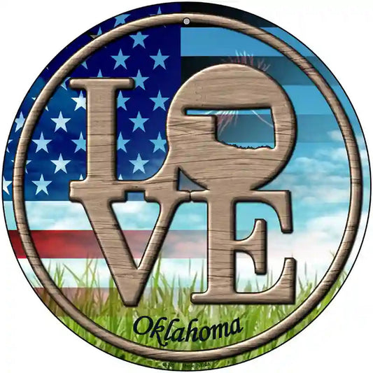 Love Oklahoma Novelty Metal Circular Sign