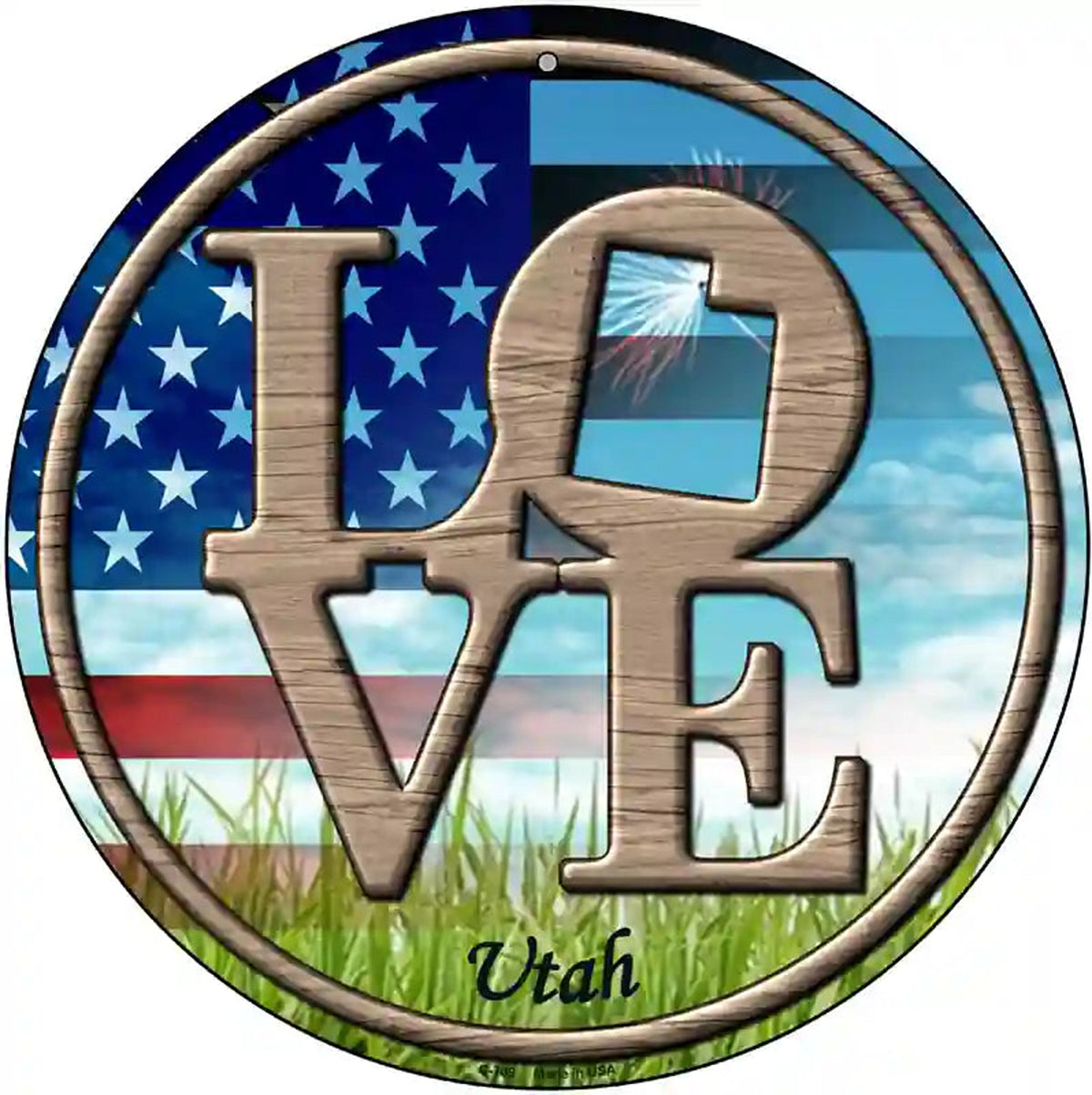 Love Utah Novelty Metal Circular Sign