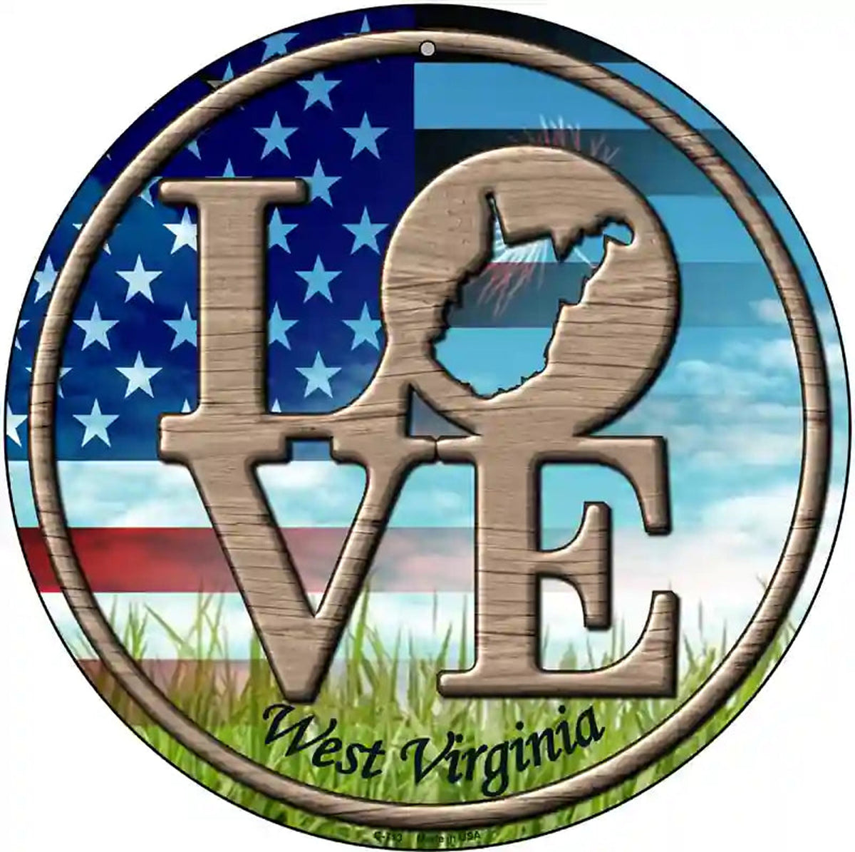Love West Virginia Novelty Metal Circular Sign