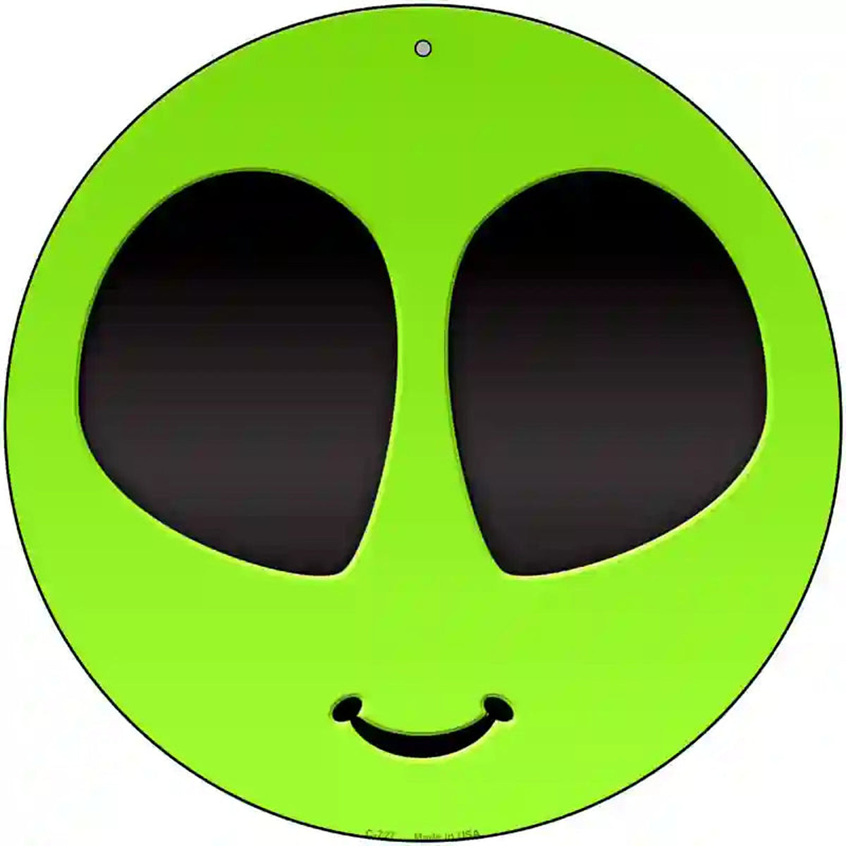 Alien Smile Face Novelty Metal Circular Sign