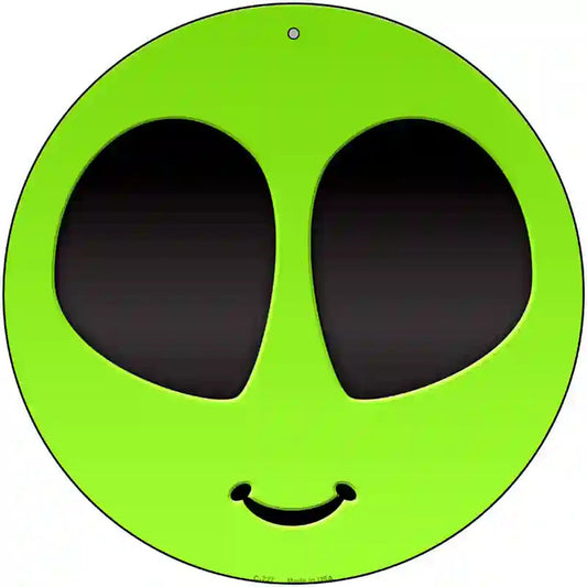 Alien Smile Face Novelty Metal Circular Sign