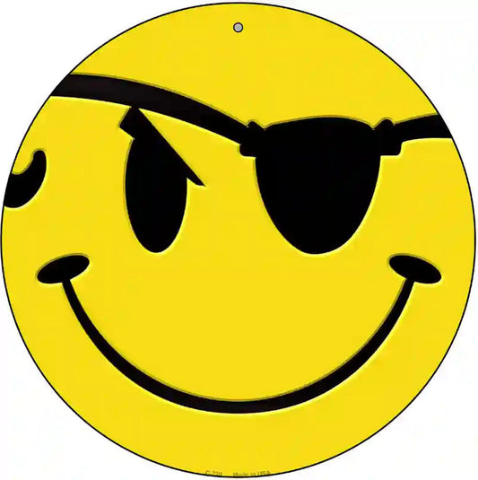 Eye Patch Smile Novelty Metal Circular Sign