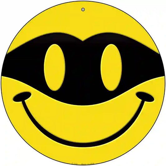 Masked Smile Novelty Metal Circular Sign