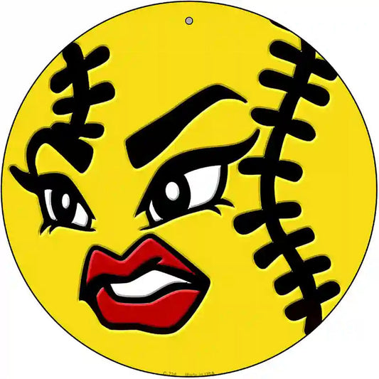Angry Softball Novelty Metal Circular Sign