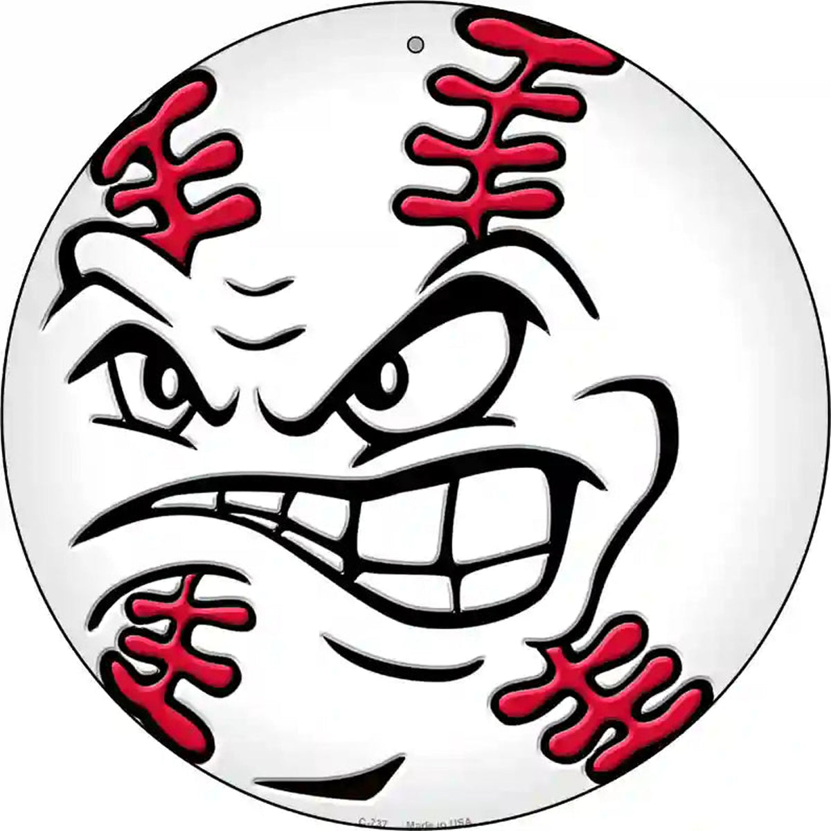 Angry Baseball Novelty Metal Circular Sign