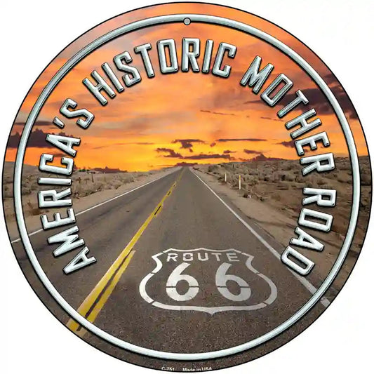 Mother Road Route 66 Novelty Metal Circular Sign