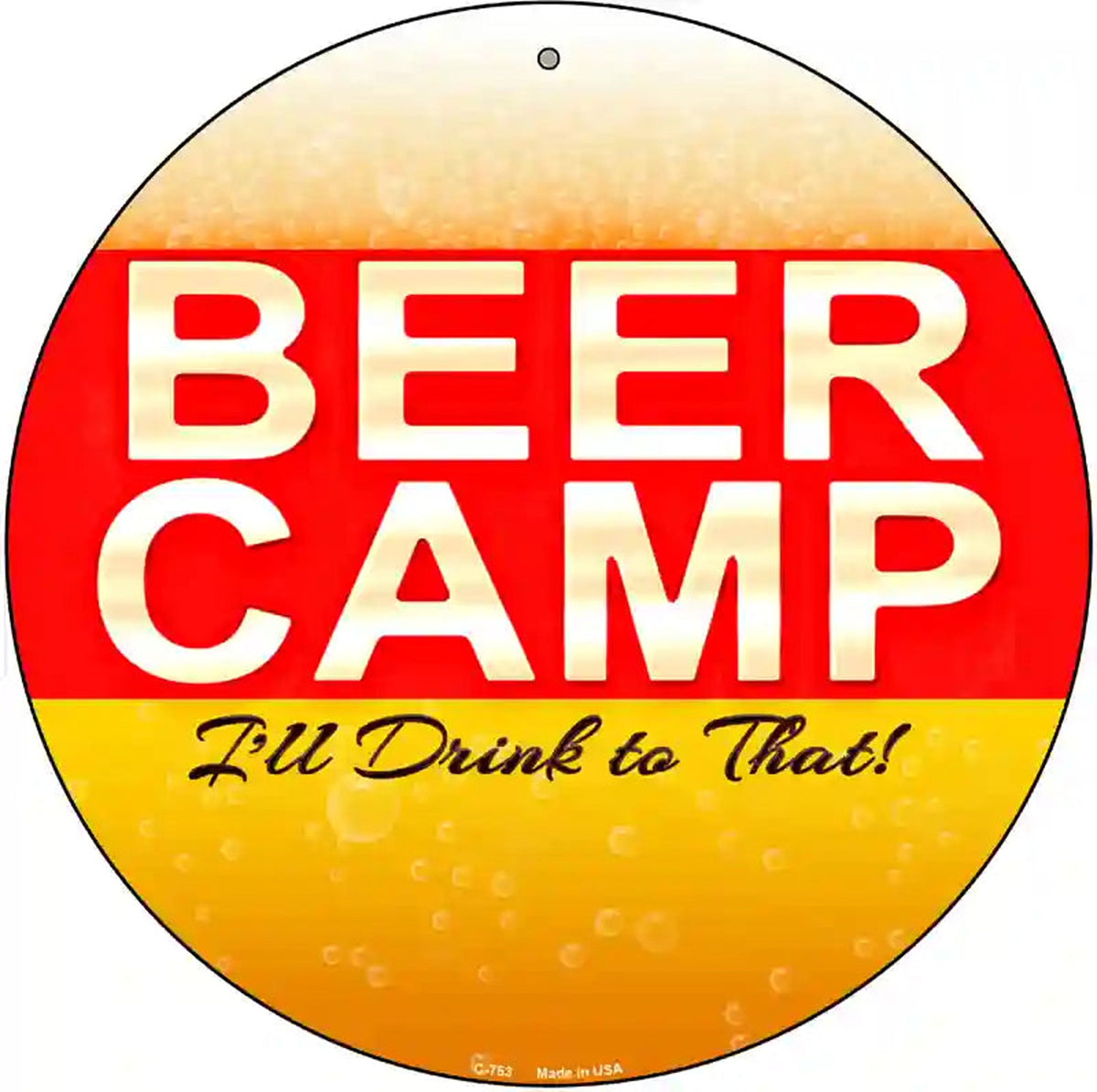 Beer Camp Novelty Metal Circular Sign