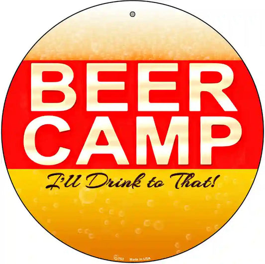 Beer Camp Novelty Metal Circular Sign