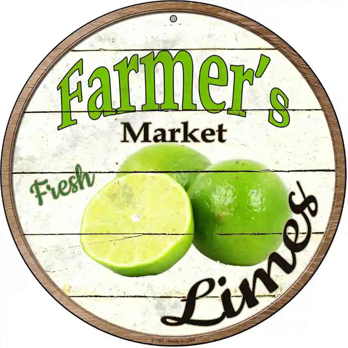 Farmers Market Limes Novelty Metal Circular Sign