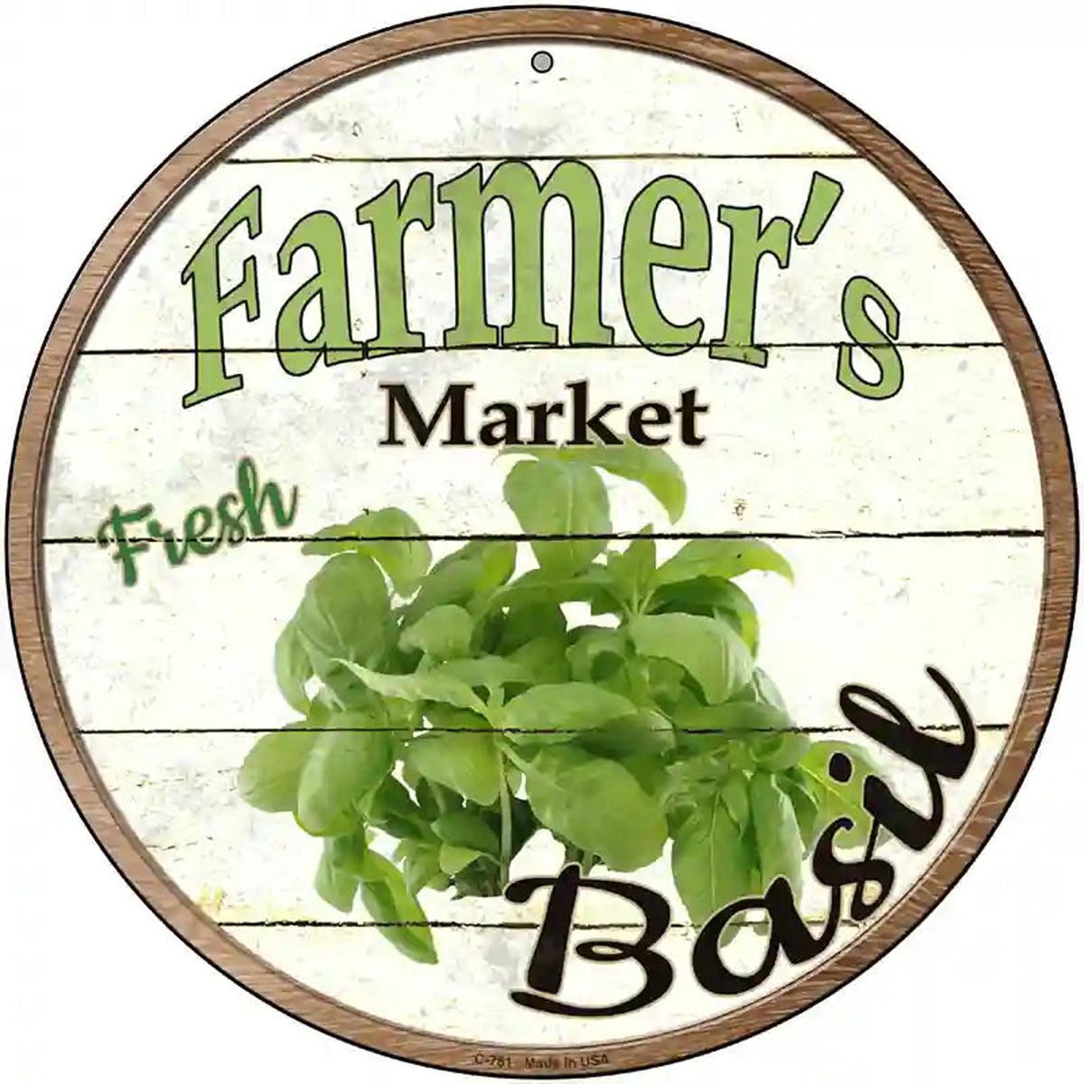 Farmers Market Basil Novelty Metal Circular Sign