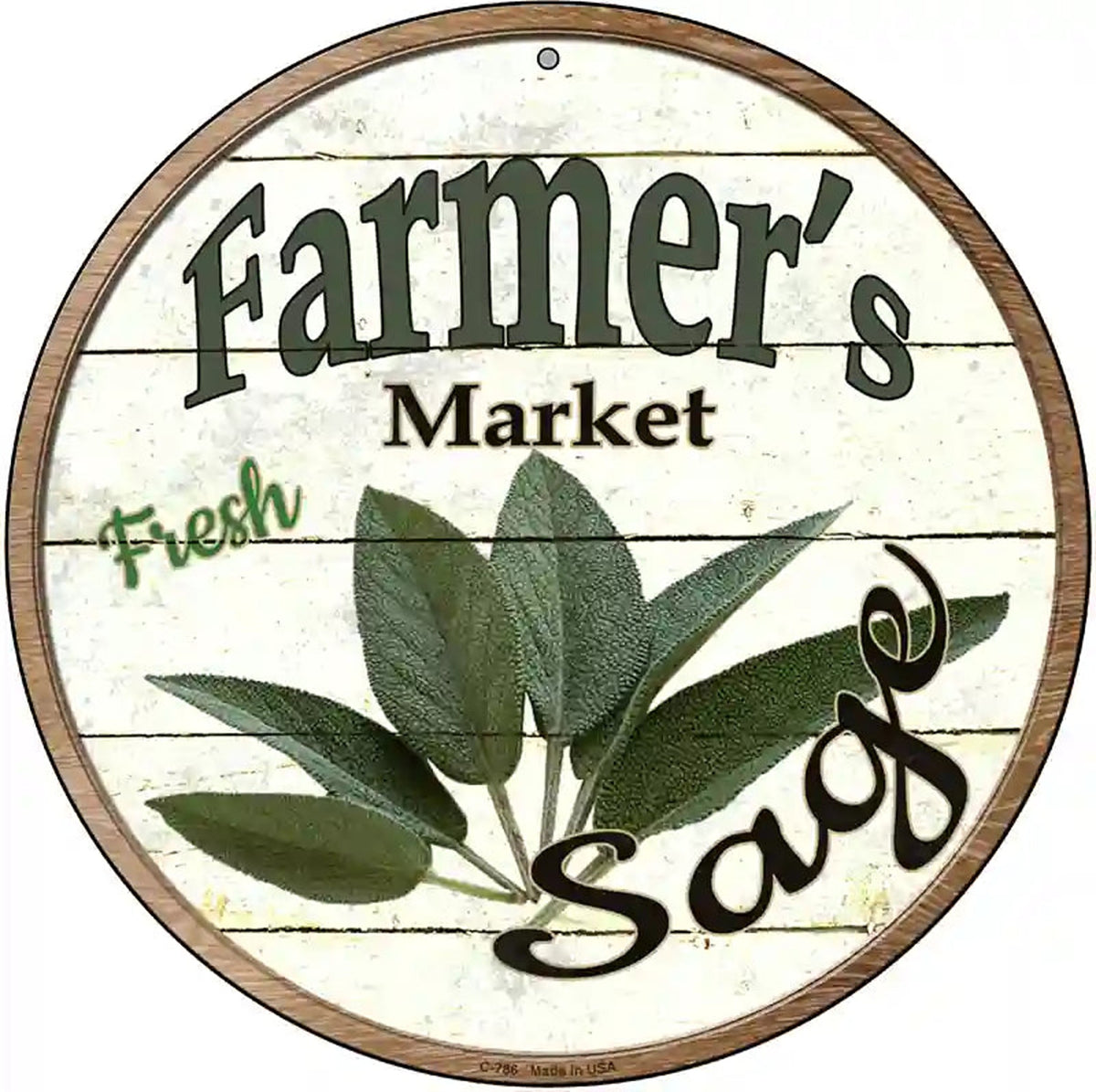 Farmers Market Sage Novelty Metal Circular Sign