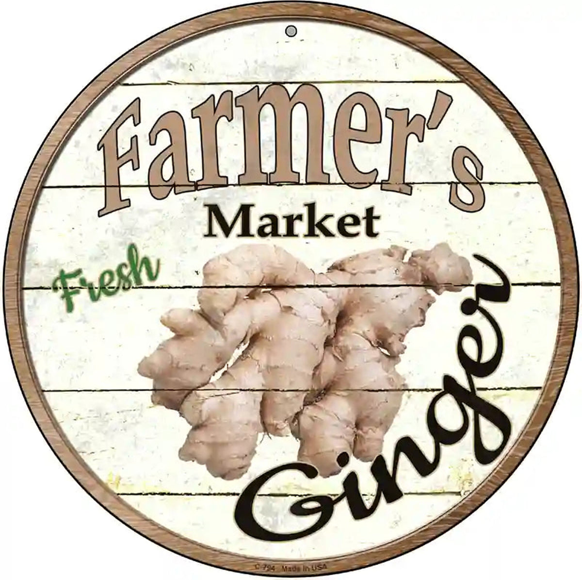 Farmers Market Ginger Novelty Metal Circular Sign