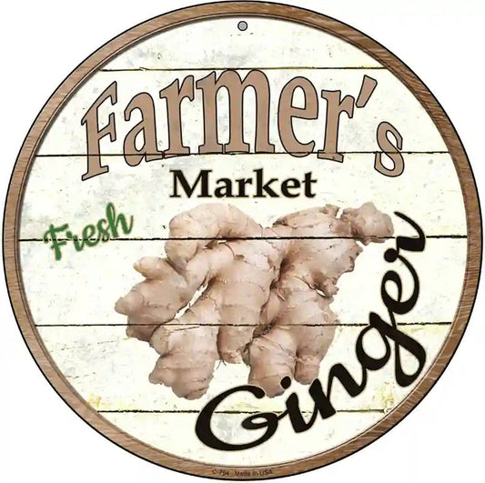 Farmers Market Ginger Novelty Metal Circular Sign