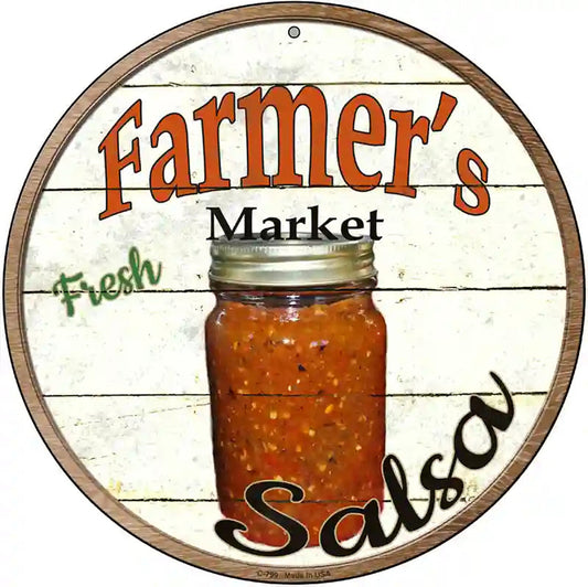 Farmers Market Salsa Novelty Metal Circular Sign