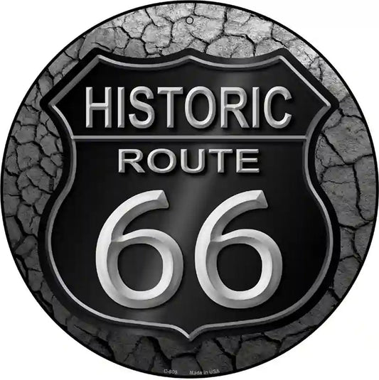 Historic Route 66 Novelty Metal Circular Sign