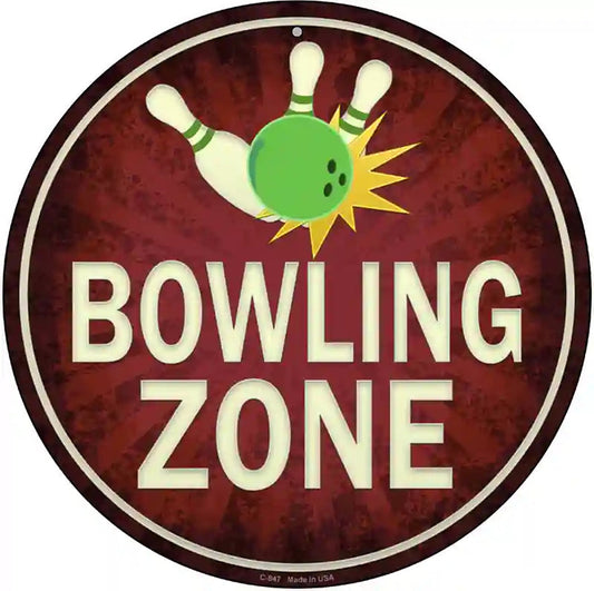 Bowling Zone Novelty Metal Circular Sign