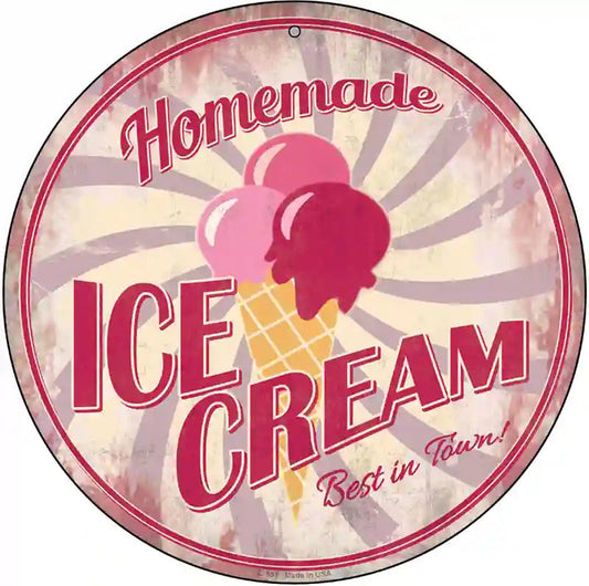 Homemade Ice Cream Novelty Metal Circular Sign