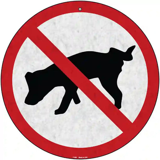 No Dog Pee Novelty Metal Circular Sign