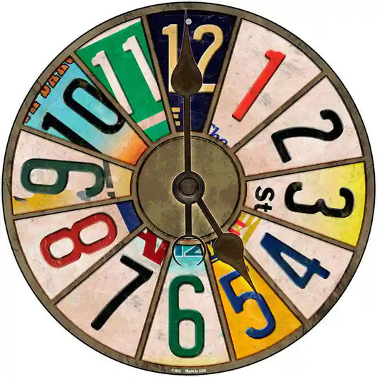 License Plate Strip Clock Novelty Metal Circular Sign