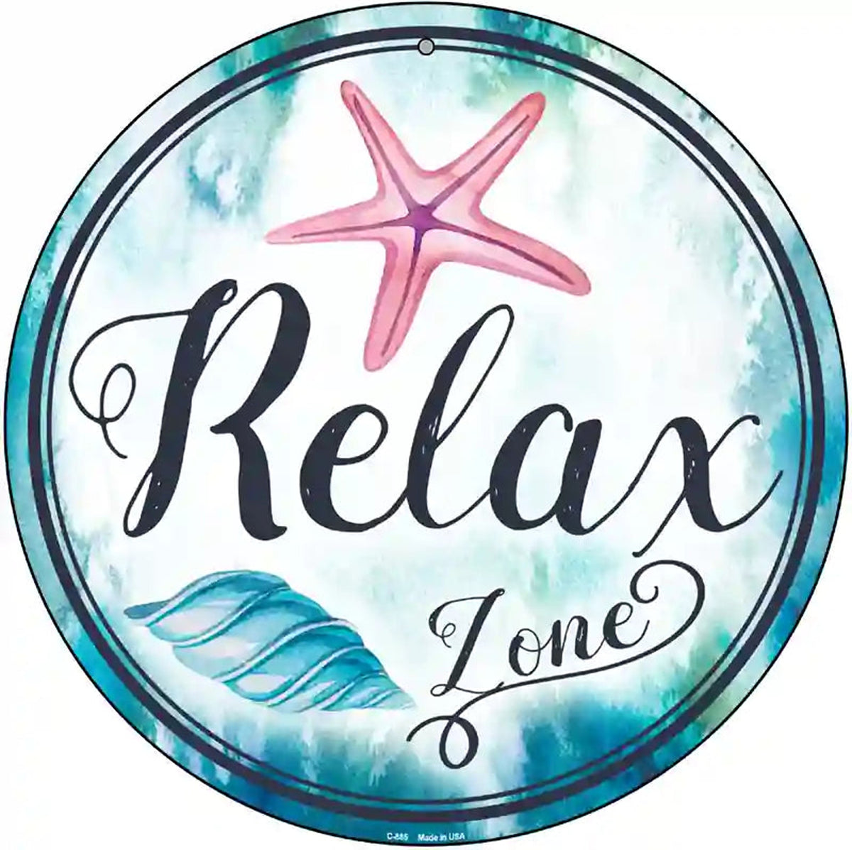 Relax Zone Novelty Metal Circular Sign