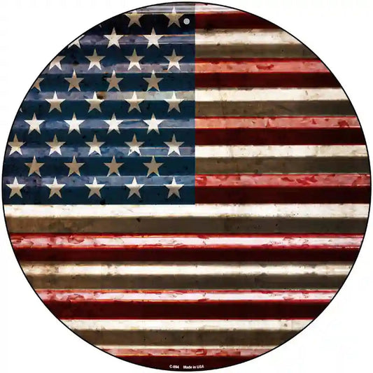 American Flag Novelty Circular Sign