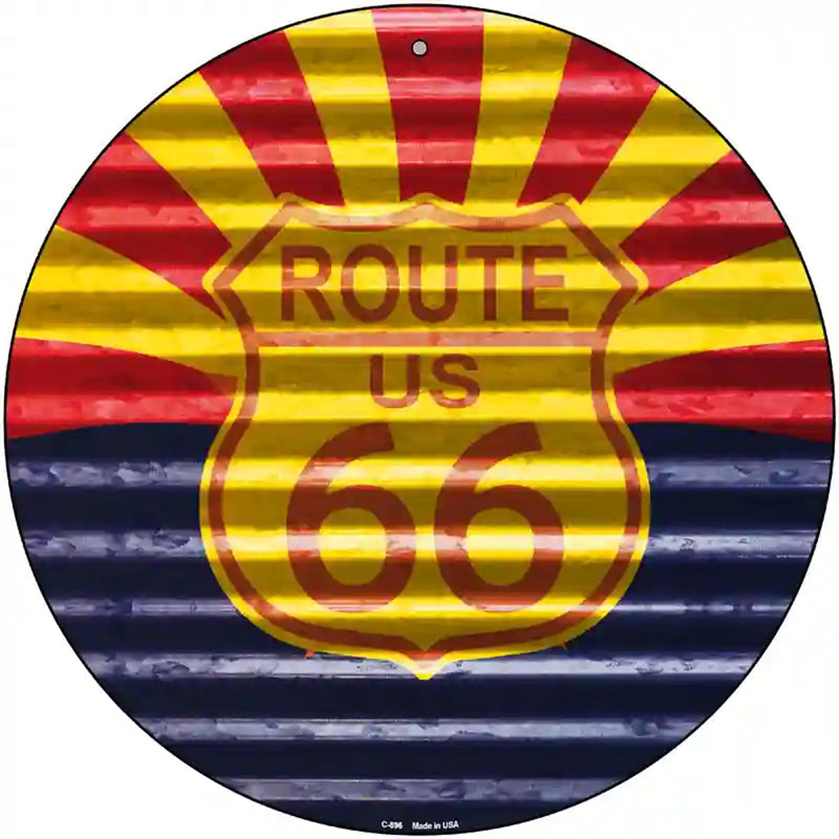 Route 66 Arizona Flag Novelty Circular Sign