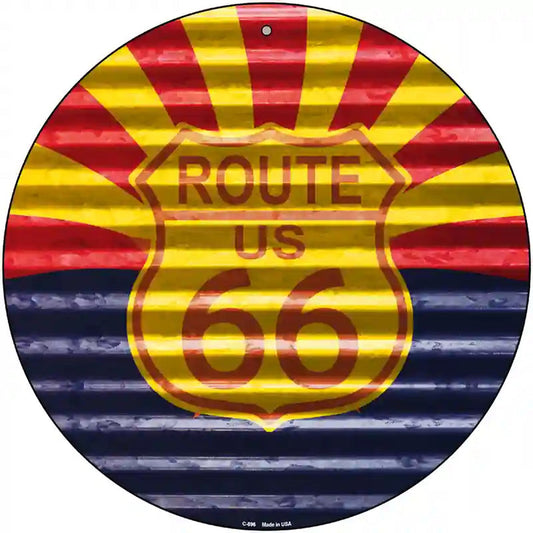 Route 66 Arizona Flag Novelty Circular Sign