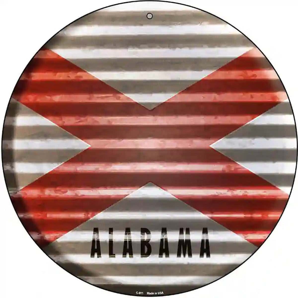 Alabama Flag Corrugated Effect Novelty Circular Sign