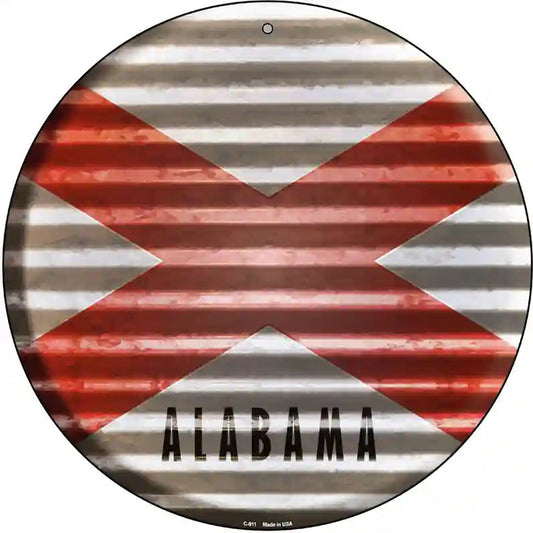 Alabama Flag Corrugated Effect Novelty Circular Sign