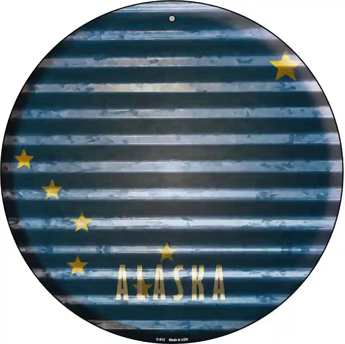 Alaska Flag Corrugated Effect Novelty Circular Sign