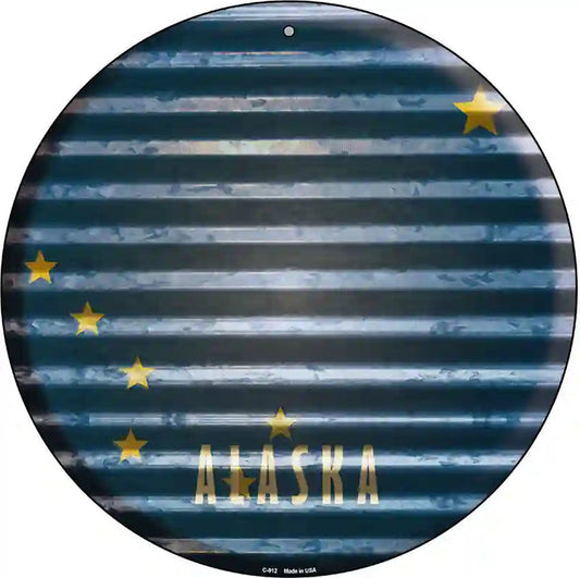 Alaska Flag Corrugated Effect Novelty Circular Sign