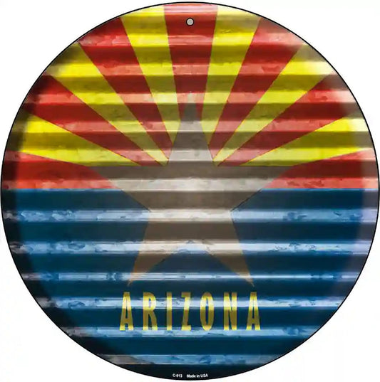 Arizona Flag Corrugated Effect Novelty Circular Sign