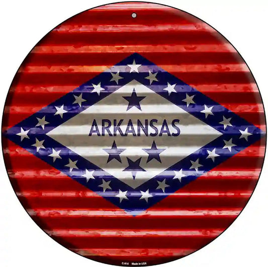Arkansas Flag Corrugated Effect Novelty Circular Sign