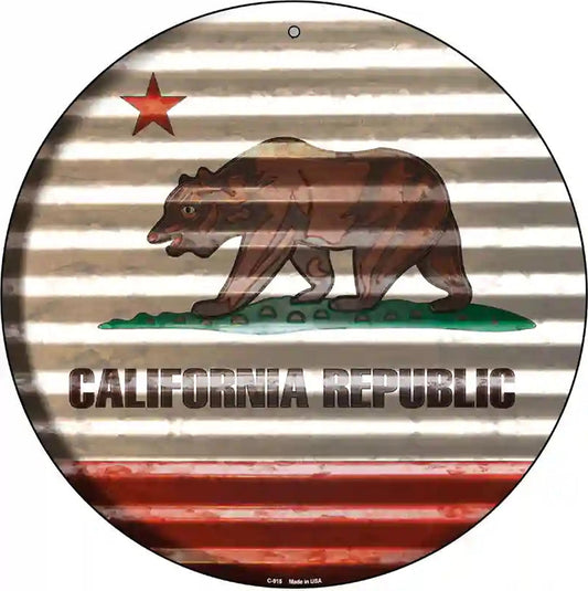 California Flag Corrugated Effect Novelty Circular Sign