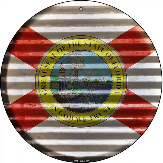Florida Flag Corrugated Effect Novelty Circular Sign
