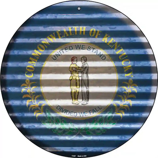 Kentucky Flag Corrugated Effect Novelty Circular Sign