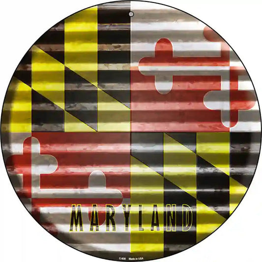 Maryland Flag Corrugated Effect Novelty Circular Sign