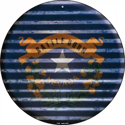 Nevada Flag Corrugated Effect Novelty Circular Sign